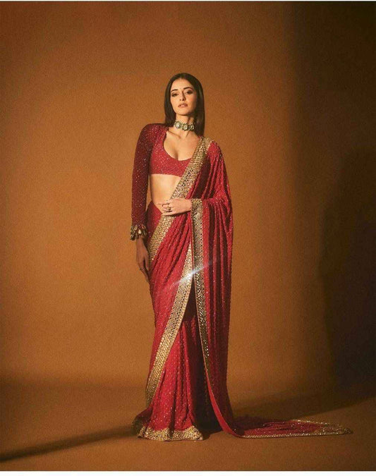 Red and Gold Fancy Saree